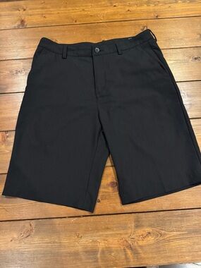 Black Flat Front Golf Shorts